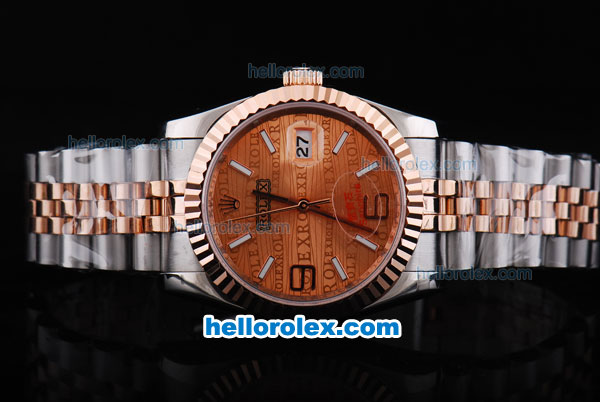 Rolex Datejust Automatic with Rose Gold Bezel and Dial-Small Calendar and Two Tone Strap - Click Image to Close
